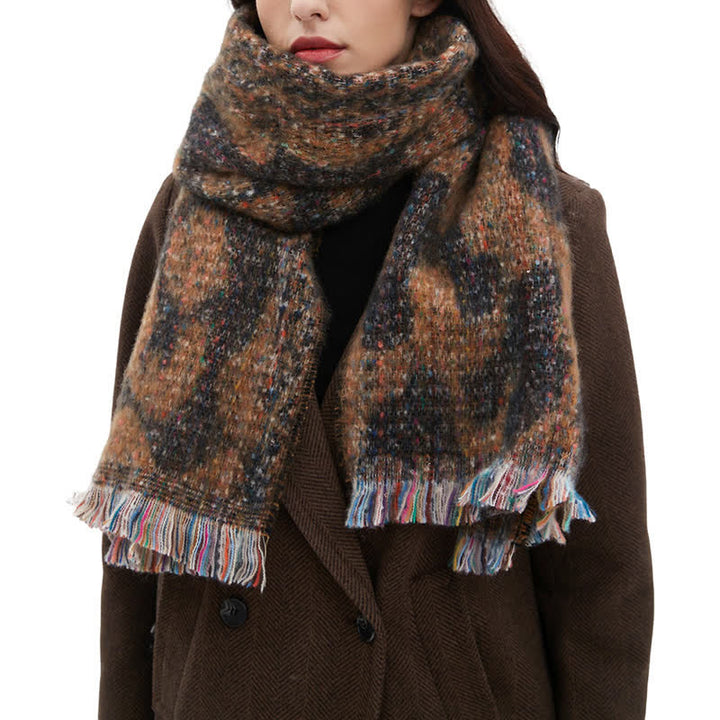 Unisex Pretty Leopard Print Short Fringe Scarf - image 0