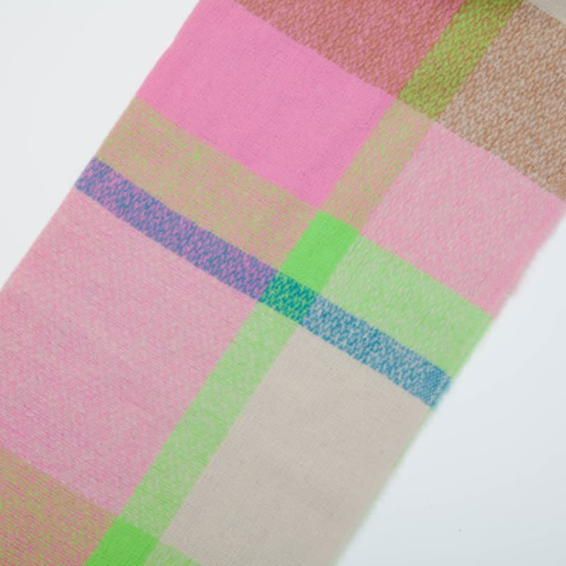 Unisex Rainbow Plaid Thickened Winter Fringe Scarf - image 7