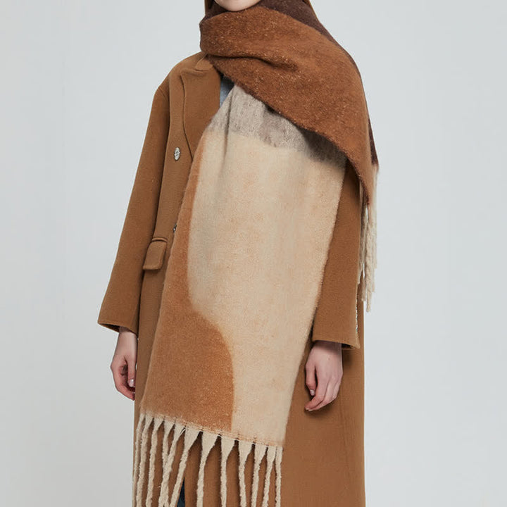 Unisex Chunky Color Abstract Tassel Roving Scarf - image 2