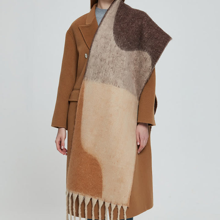Unisex Chunky Color Abstract Tassel Roving Scarf - image 4