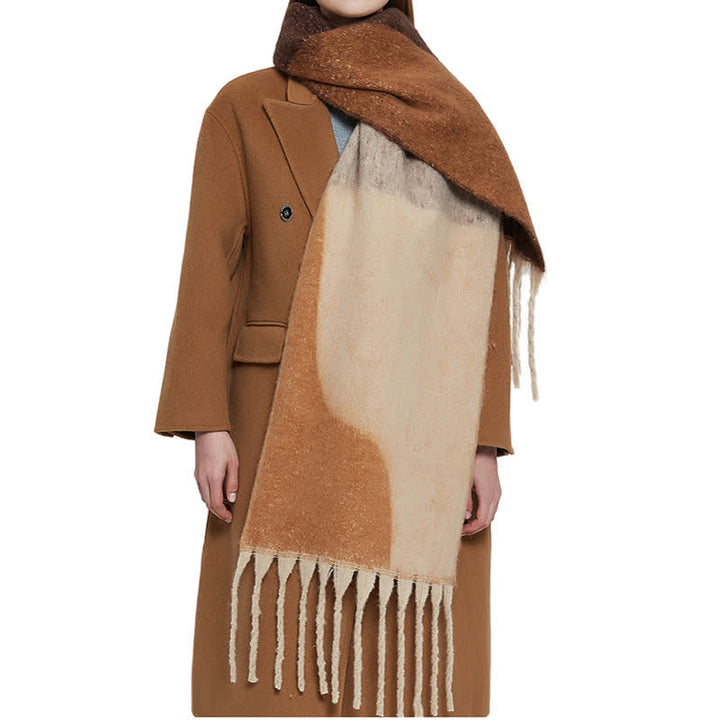 Unisex Chunky Color Abstract Tassel Roving Scarf - image 0