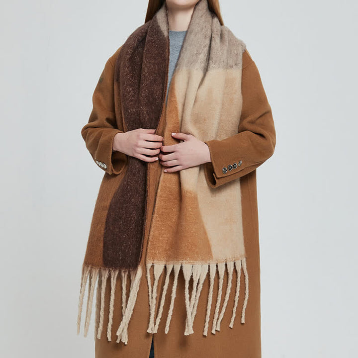 Unisex Chunky Color Abstract Tassel Roving Scarf - image 3