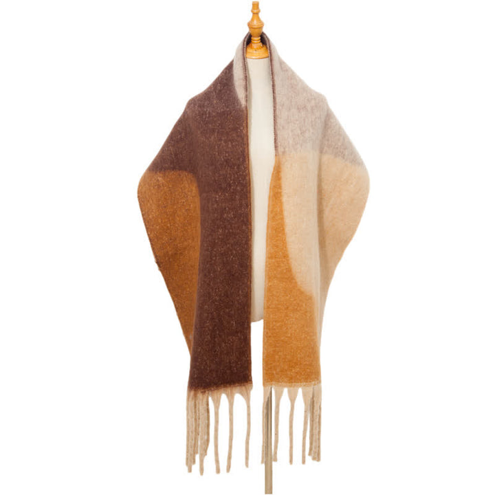 Unisex Chunky Color Abstract Tassel Roving Scarf - image 6