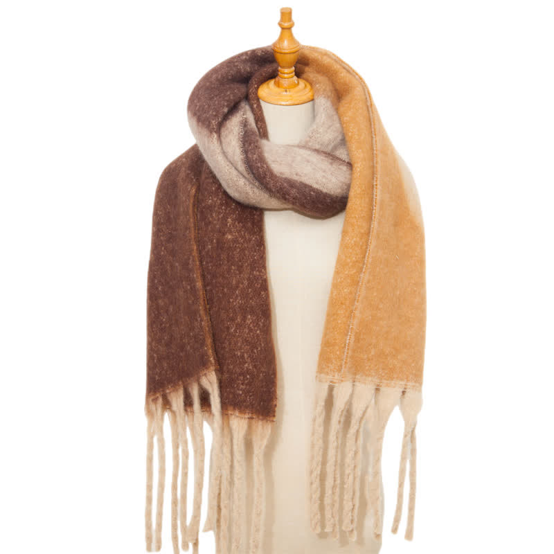 Unisex Chunky Color Abstract Tassel Roving Scarf - image 5