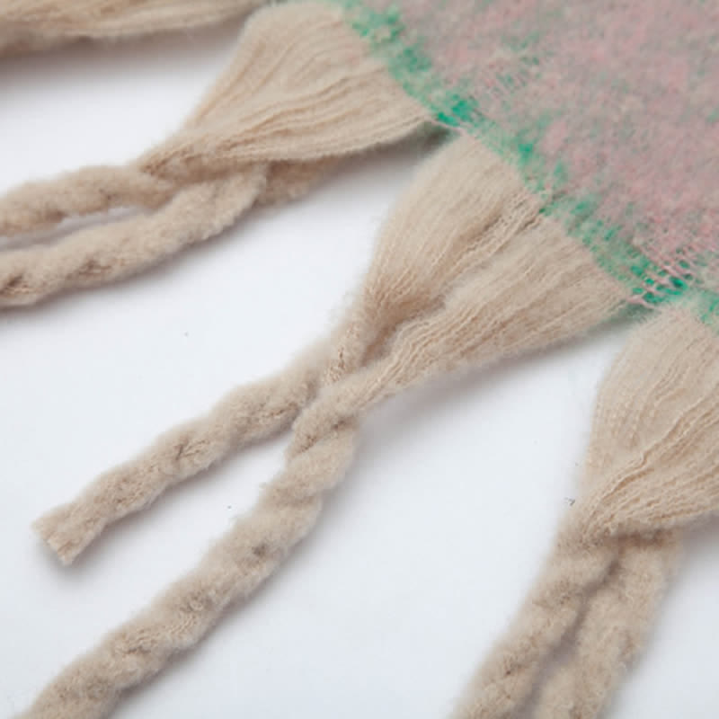 Unisex Gradient Color Tassels Cold Weather Roving Scarf - image 9