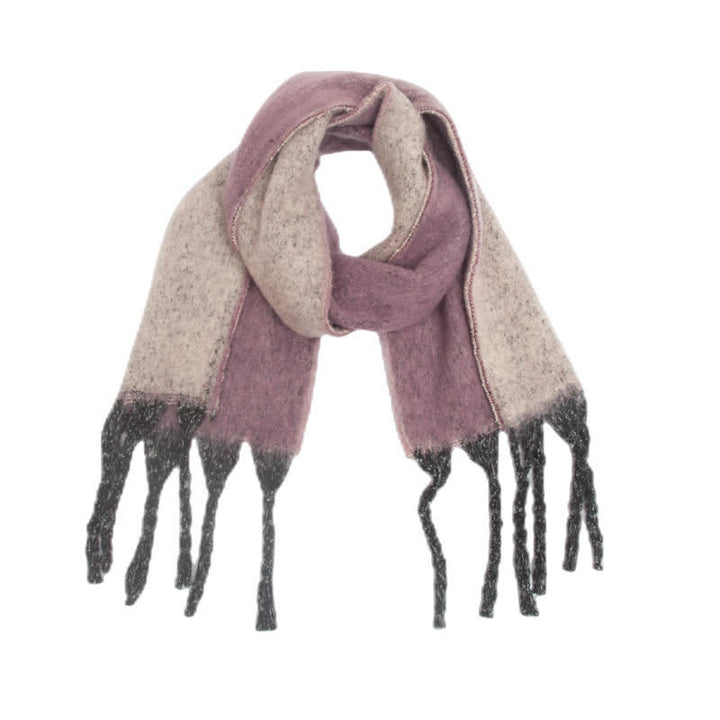 Unisex Gradient Color Tassels Cold Weather Roving Scarf - Violet - image 15