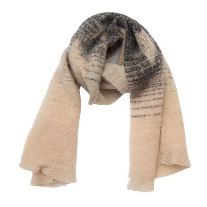 Unisex Thick Fashion Five Pointed Star Roving Scarf - Black & Ivory - image 14