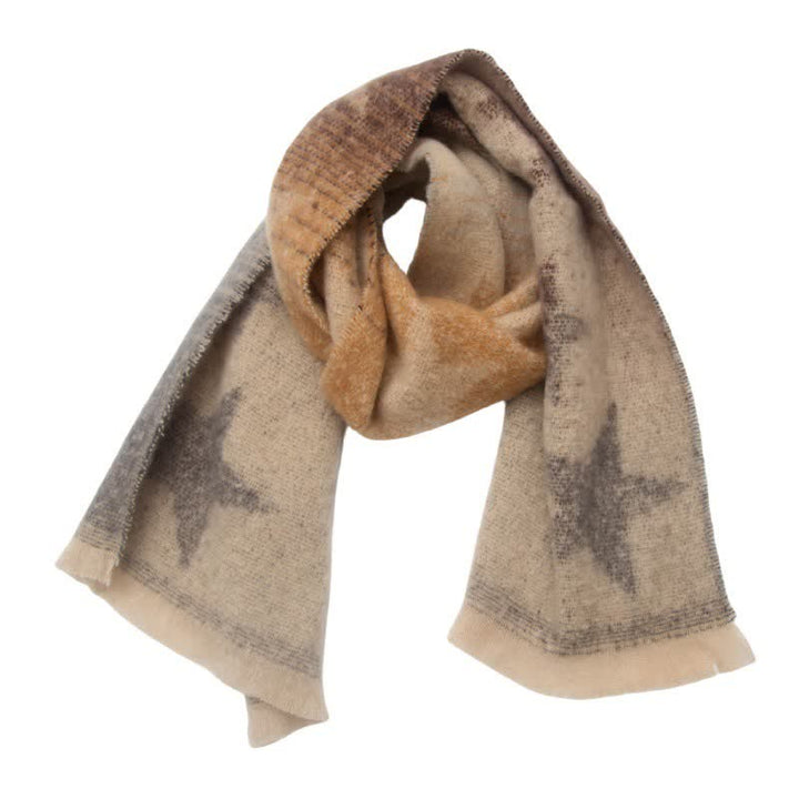 Unisex Thick Fashion Five Pointed Star Roving Scarf - Coffee & Gray - image 8