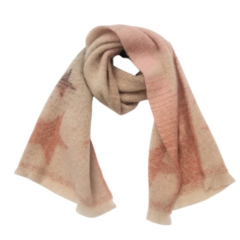 Unisex Thick Fashion Five Pointed Star Roving Scarf - Pink - image 20