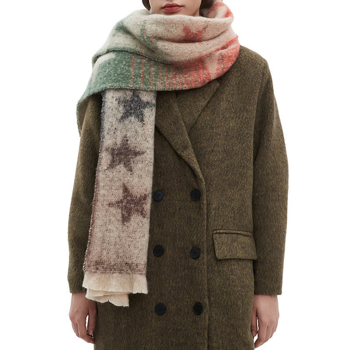 Unisex Thick Fashion Five Pointed Star Roving Scarf - image 2