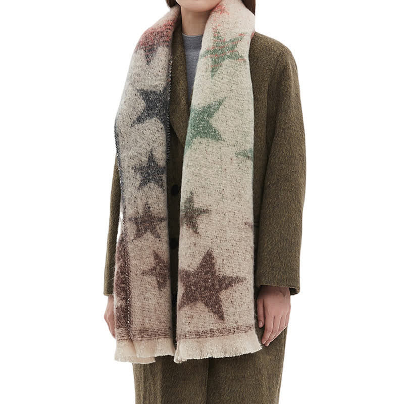 Unisex Thick Fashion Five Pointed Star Roving Scarf - image 3