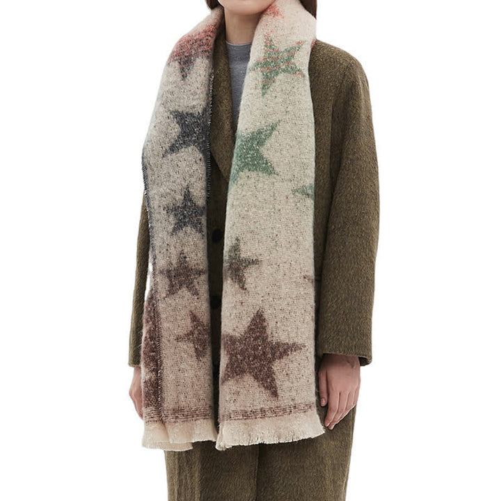 Unisex Thick Fashion Five Pointed Star Roving Scarf - image 3