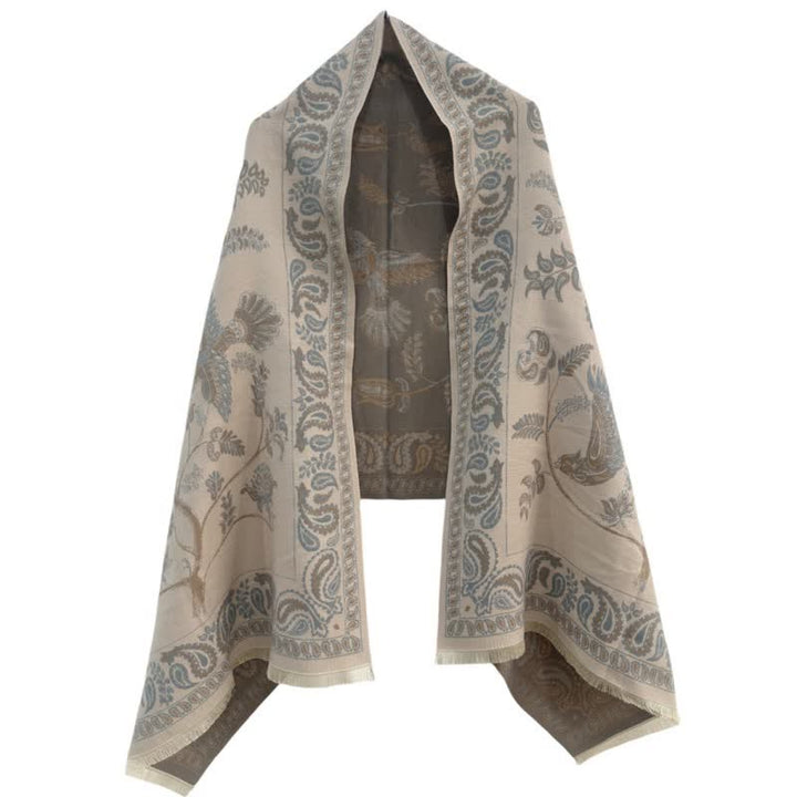 Unisex Elegance Paisley Flying Birds Pattern Scarf - DarkKhaki - image 8