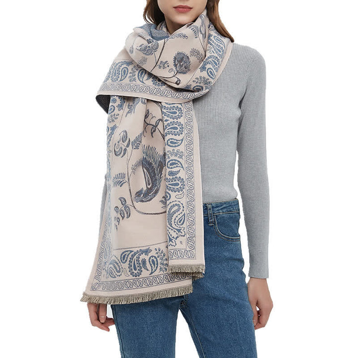 Unisex Elegance Paisley Flying Birds Pattern Scarf - image 0