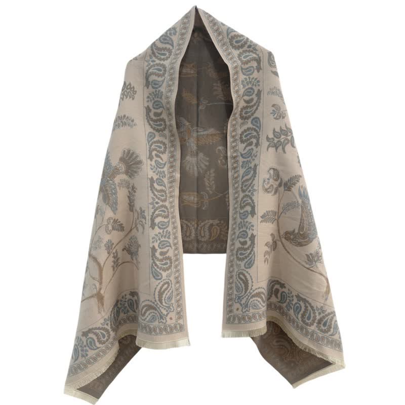 Unisex Elegance Paisley Flying Birds Pattern Scarf - DarkKhaki - image 8