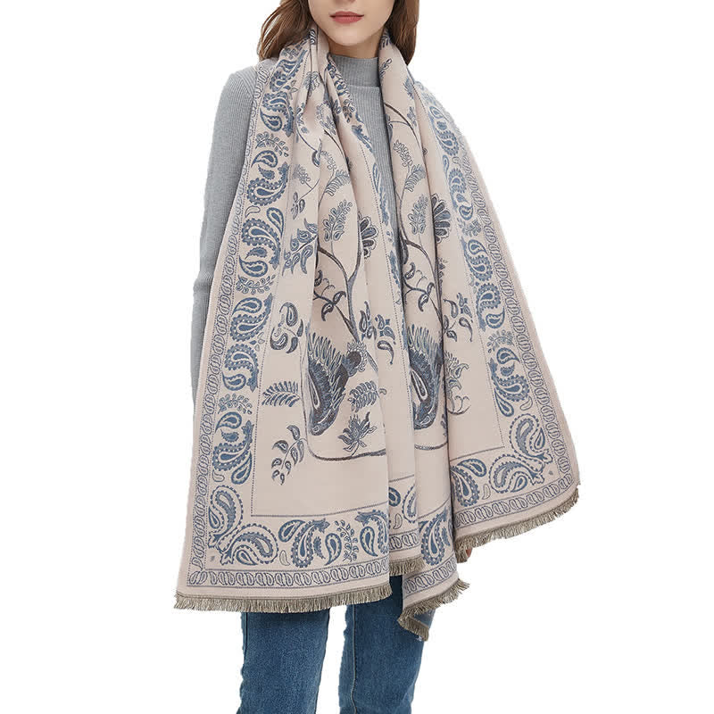Unisex Elegance Paisley Flying Birds Pattern Scarf - image 1