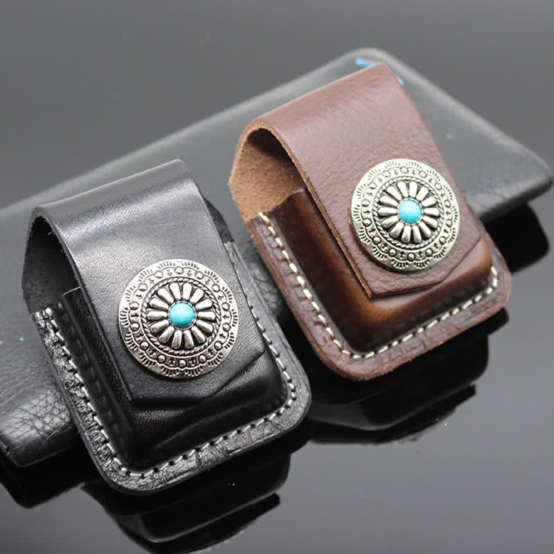 Indian Turquoise Lighter Holder Leather Belt Bag - image 1