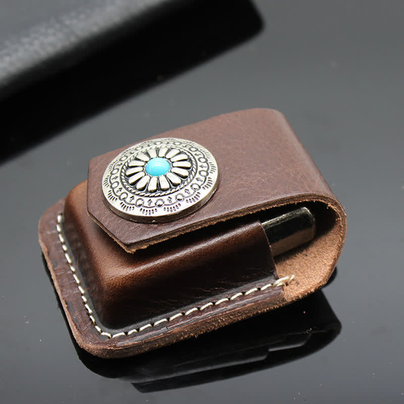 Indian Turquoise Lighter Holder Leather Belt Bag - image 4