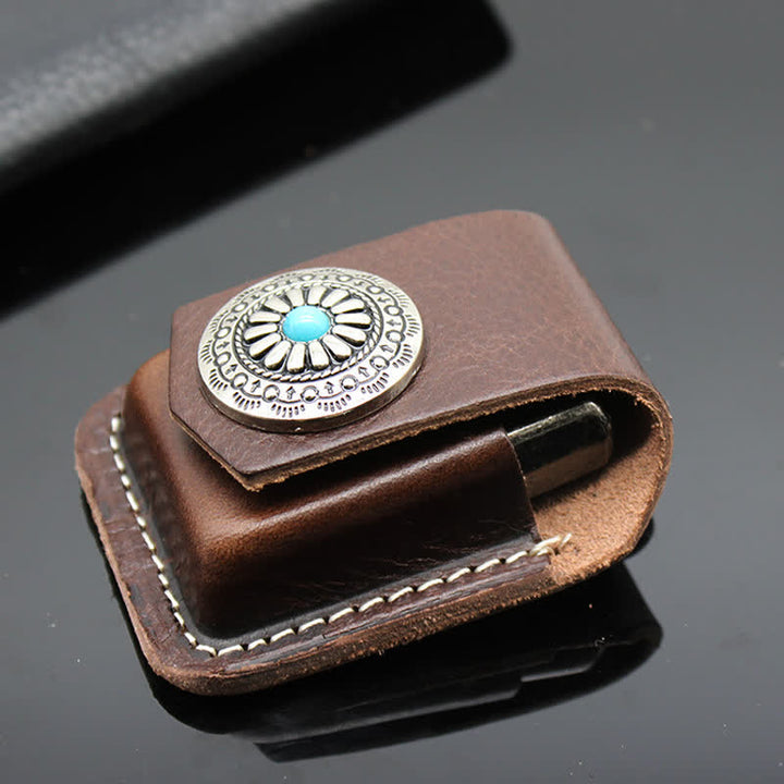Indian Turquoise Lighter Holder Leather Belt Bag - image 4