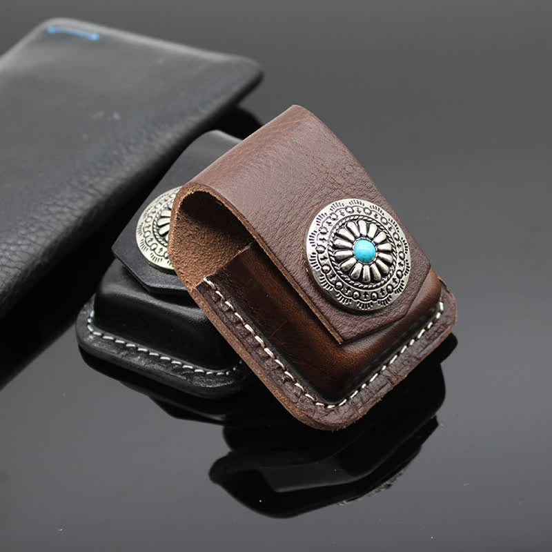 Indian Turquoise Lighter Holder Leather Belt Bag - image 2