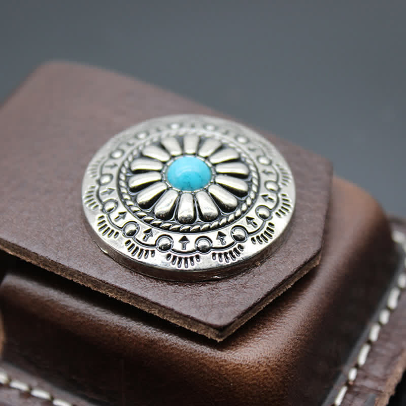 Indian Turquoise Lighter Holder Leather Belt Bag - image 5