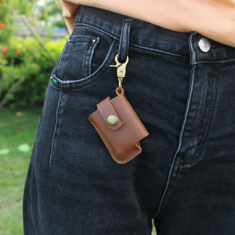 Vintage Waist Hanging Lighter Holder Leather Belt Bag - image 1