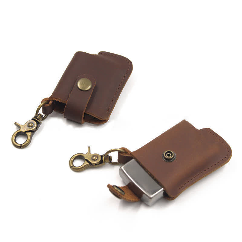 Vintage Waist Hanging Lighter Holder Leather Belt Bag - image 7