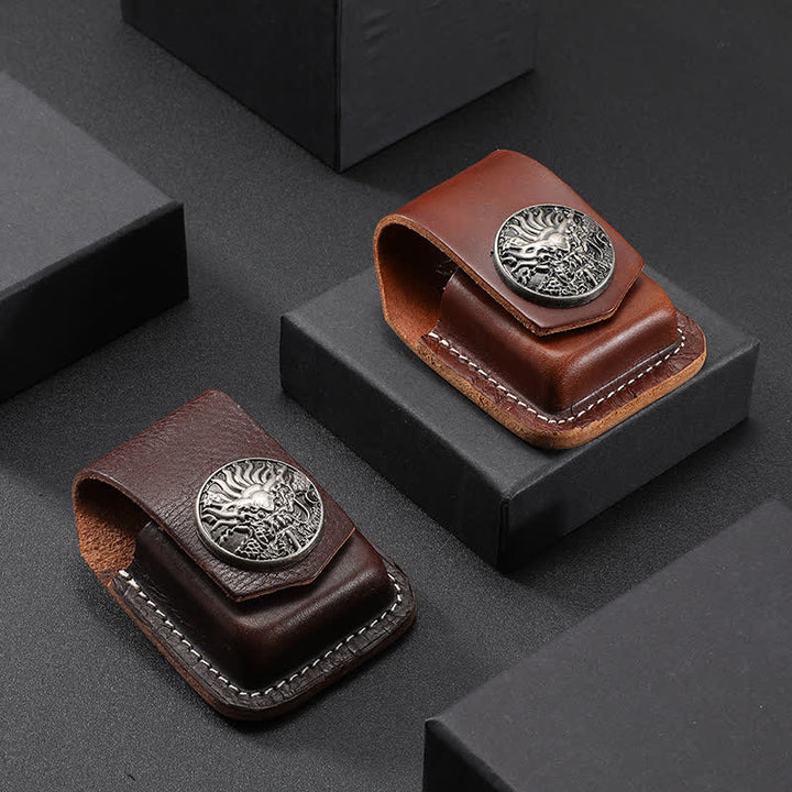 Powerful Dragon Head Lighter Holder Leather Belt Bag - image 1