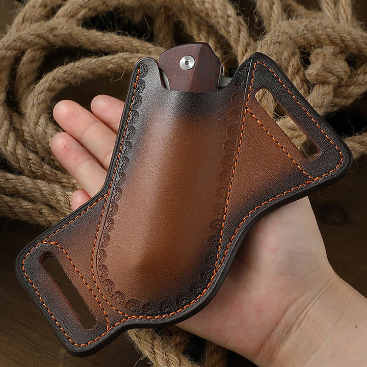 Brown Tool Carrier Folding Knife Sheath Leather Belt Bag - image 1