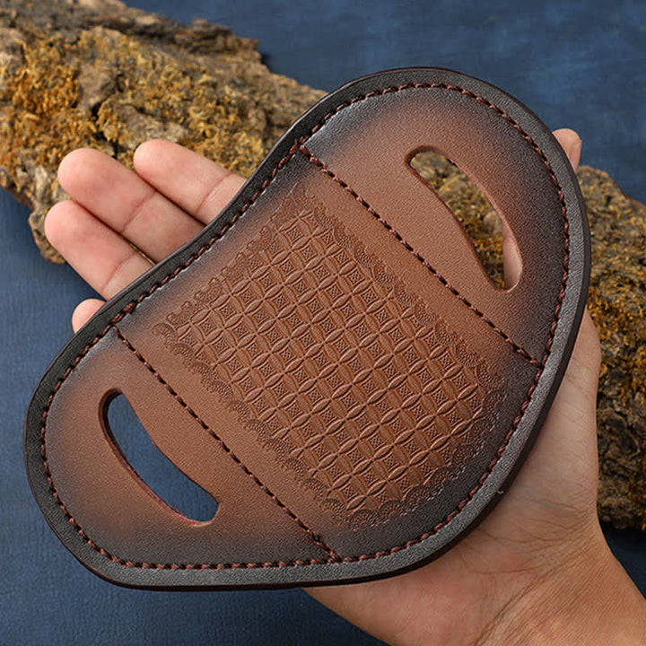 Embossed Weave Pattern Folding Knife Sheath Leather Belt Bag - image 4