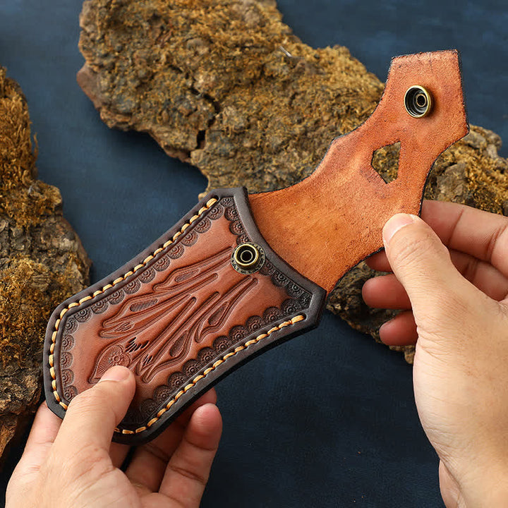 Retro Flip Cover Outdoor Activities Folding Knife Sheath Leather Belt Bag - image 4