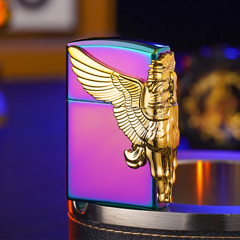 Three Sides 3D Relief Pegasus Refillable Butane Lighter - Colorful - image 2