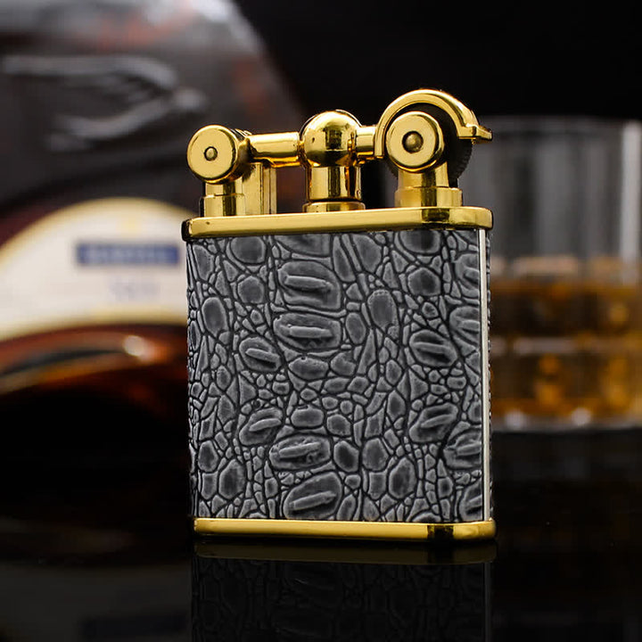 Adjustable Open Flame Faux Leather Refillable Butane Lighter - image 3