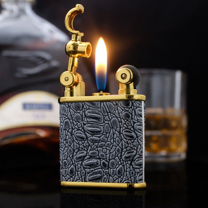 Adjustable Open Flame Faux Leather Refillable Butane Lighter - image 4