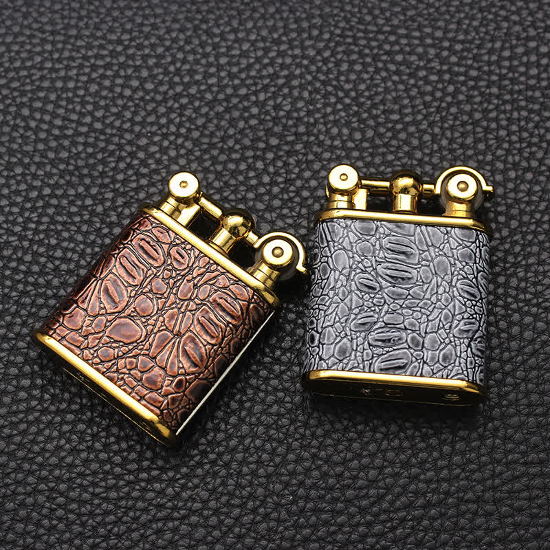 Adjustable Open Flame Faux Leather Refillable Butane Lighter - image 6