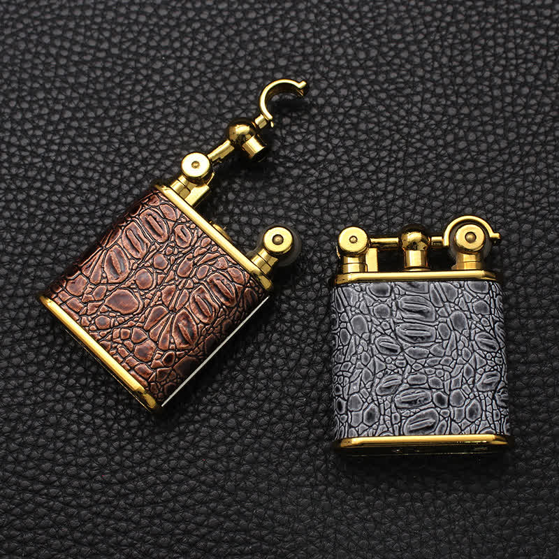 Adjustable Open Flame Faux Leather Refillable Butane Lighter - image 7
