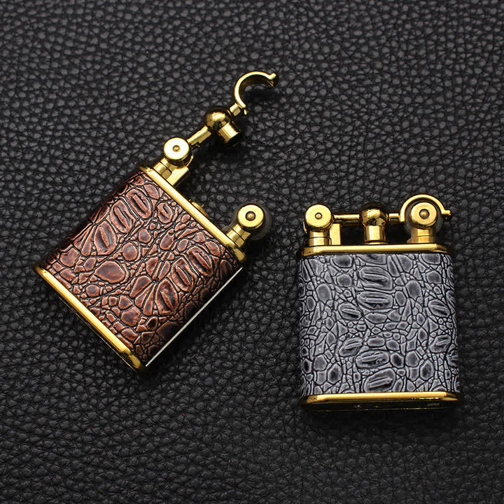 Adjustable Open Flame Faux Leather Refillable Butane Lighter - image 7