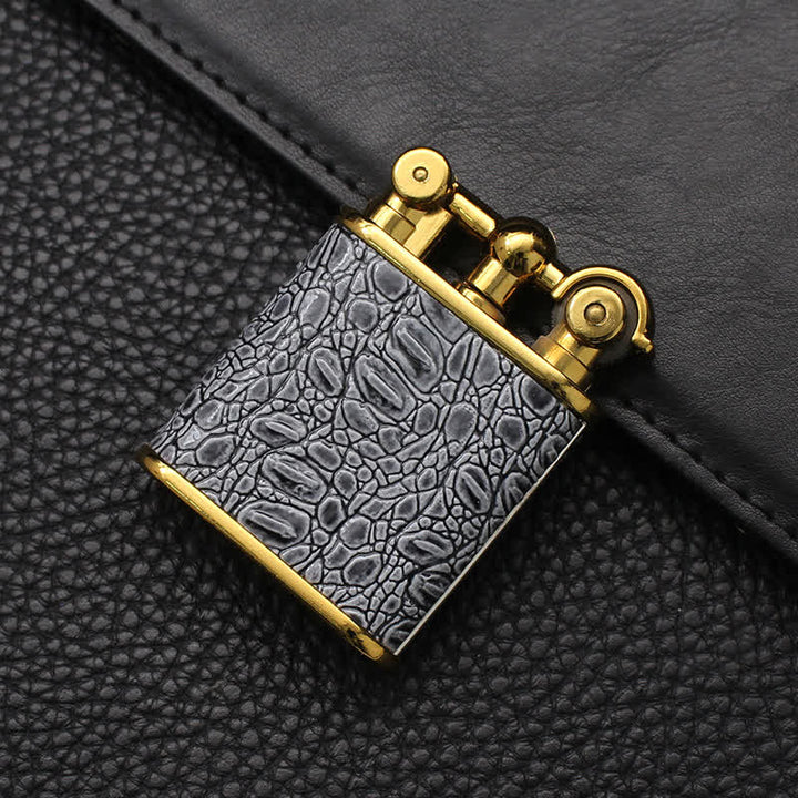 Adjustable Open Flame Faux Leather Refillable Butane Lighter - Gray - image 2