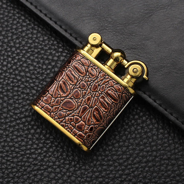 Adjustable Open Flame Faux Leather Refillable Butane Lighter - Brown - image 8