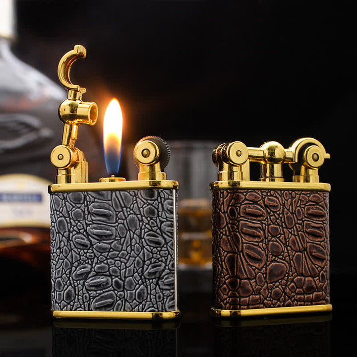 Adjustable Open Flame Faux Leather Refillable Butane Lighter - image 1