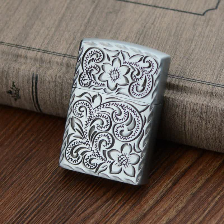 Elegant Flower Relief Design Refillable Butane Lighter - image 12