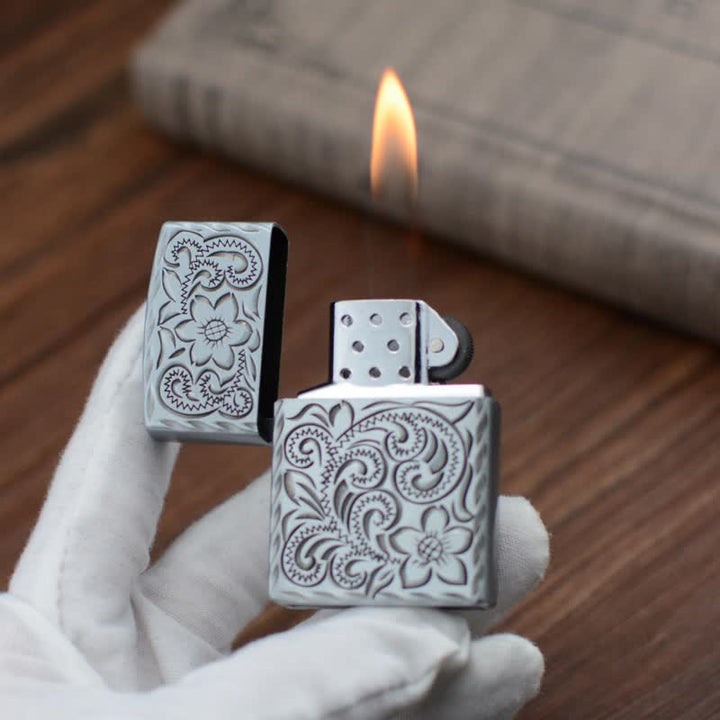 Elegant Flower Relief Design Refillable Butane Lighter - image 15