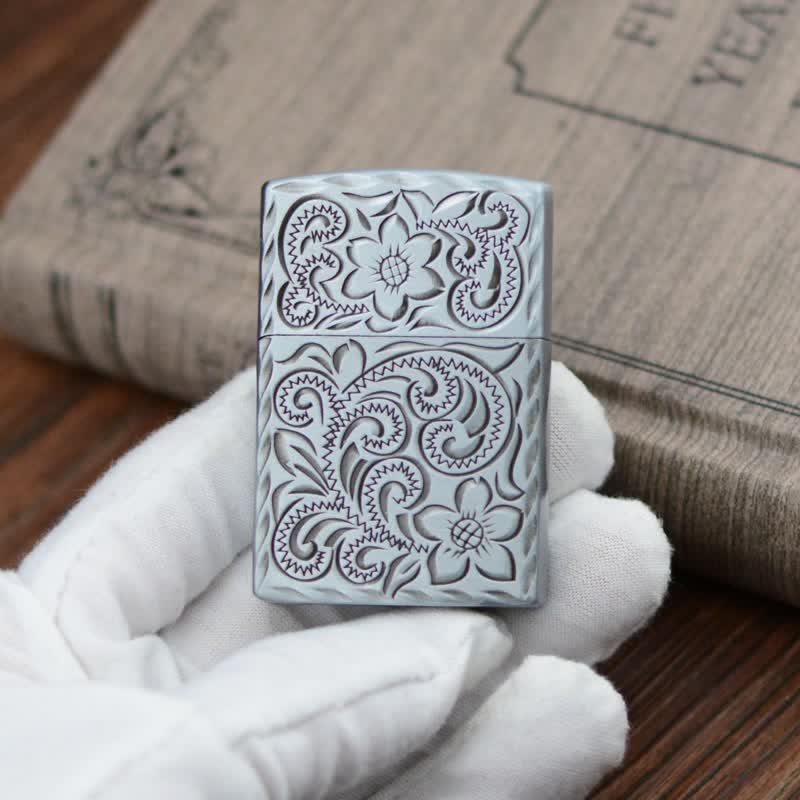Elegant Flower Relief Design Refillable Butane Lighter - image 14