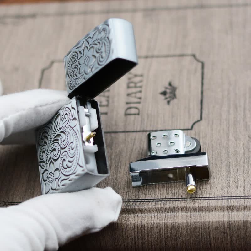 Elegant Flower Relief Design Refillable Butane Lighter - image 13