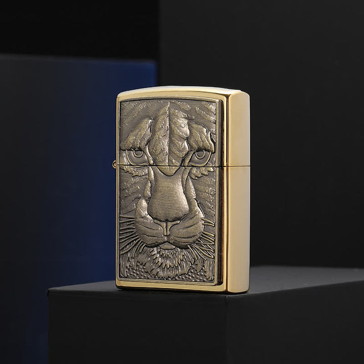 Domineering Tiger Relief Design Refillable Kerosene Lighter - image 2