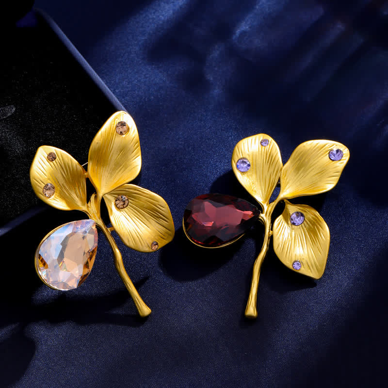 Women's Autumn Gold Maple Leaf Crystal Brooch - image 3