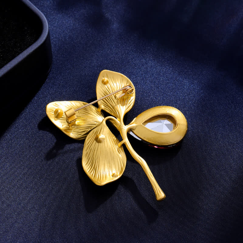 Women's Autumn Gold Maple Leaf Crystal Brooch - image 2