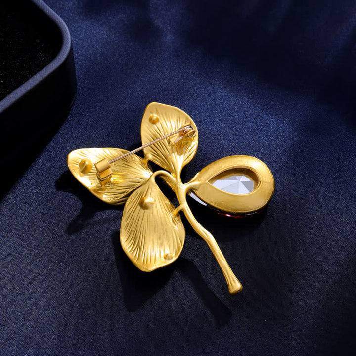 Women's Autumn Gold Maple Leaf Crystal Brooch - image 2