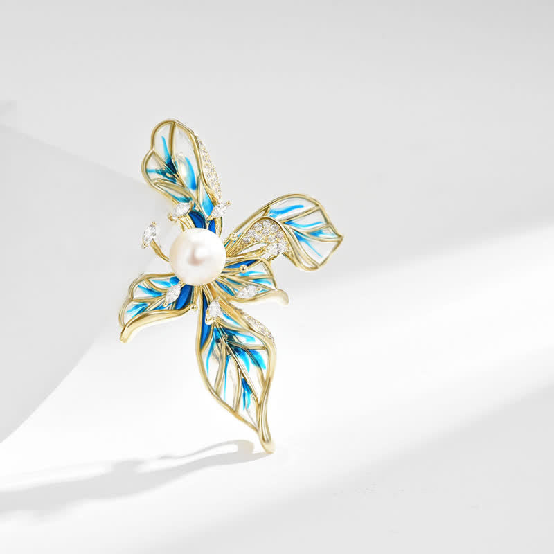 Women's Luxury Blue Iris Pearl Decoration Brooch - image 4