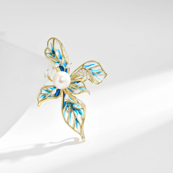 Women's Luxury Blue Iris Pearl Decoration Brooch - image 4
